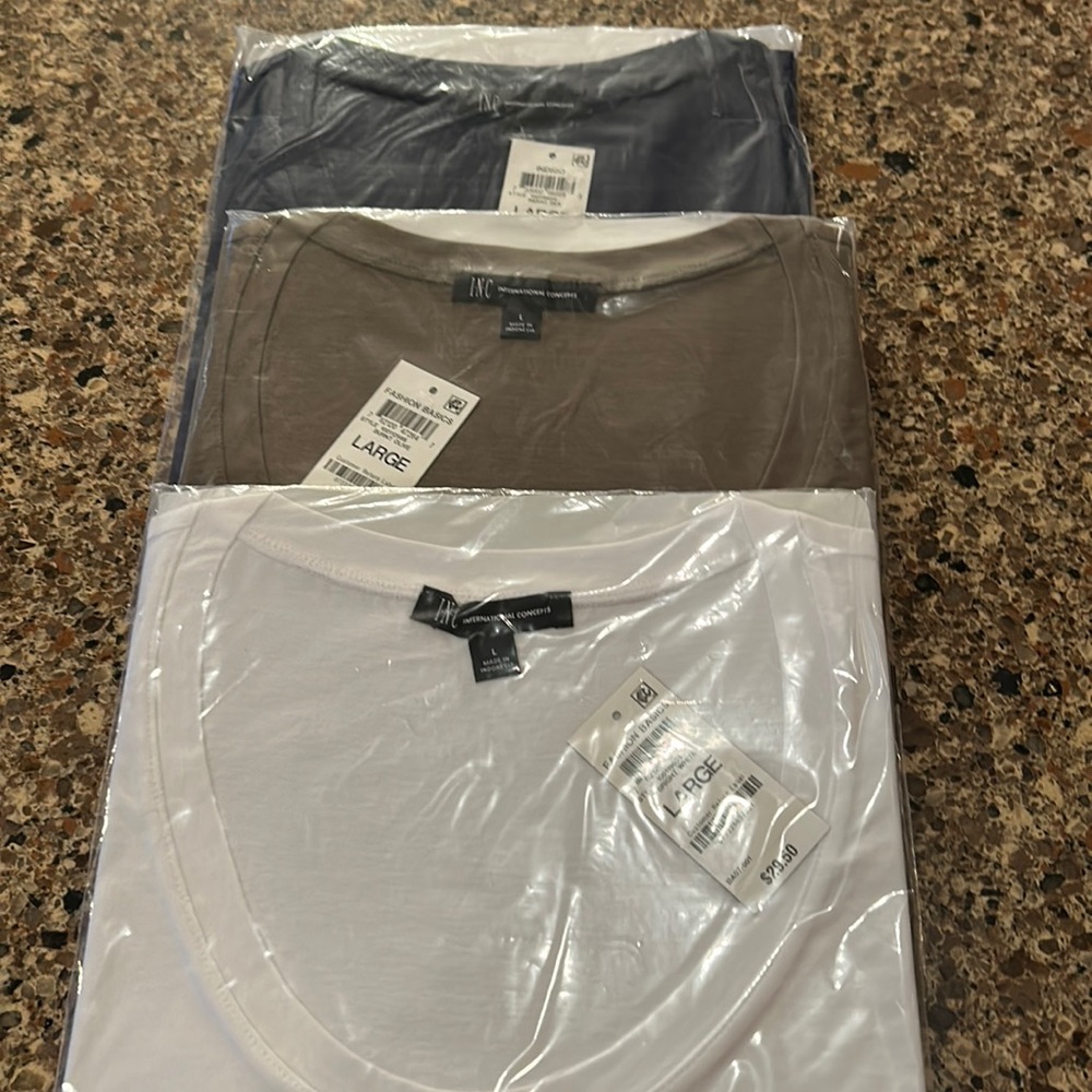 Set of 3 brand new INC International Concepts size large scoop neck shirts!